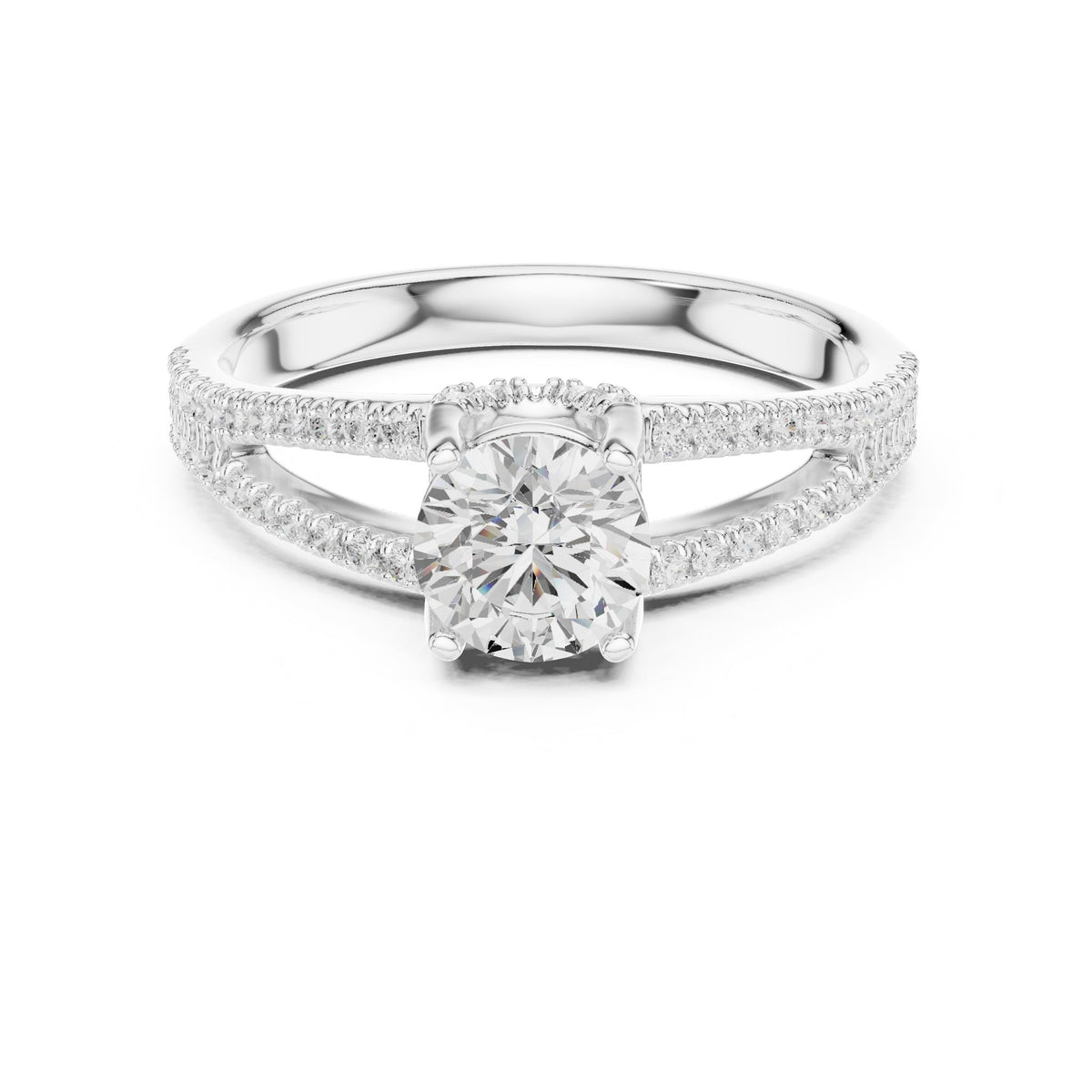 Round Accented Lab Grown Diamond Engagement Ring
