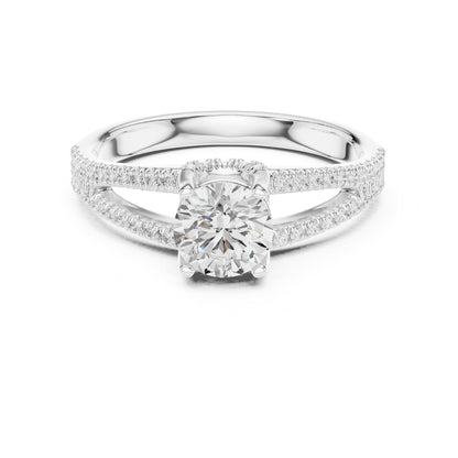 Round Accented Lab Grown Diamond Engagement Ring