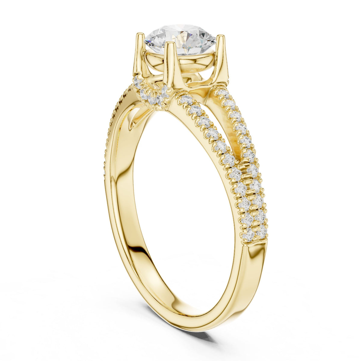 Round Accented Lab Grown Diamond Engagement Ring
