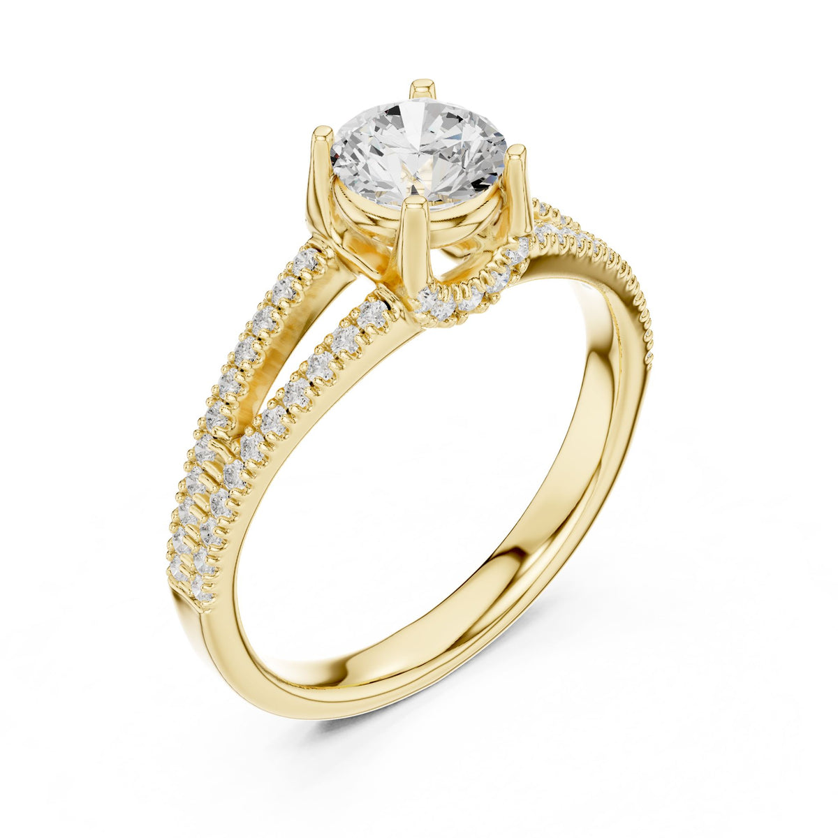Round Accented Lab Grown Diamond Engagement Ring