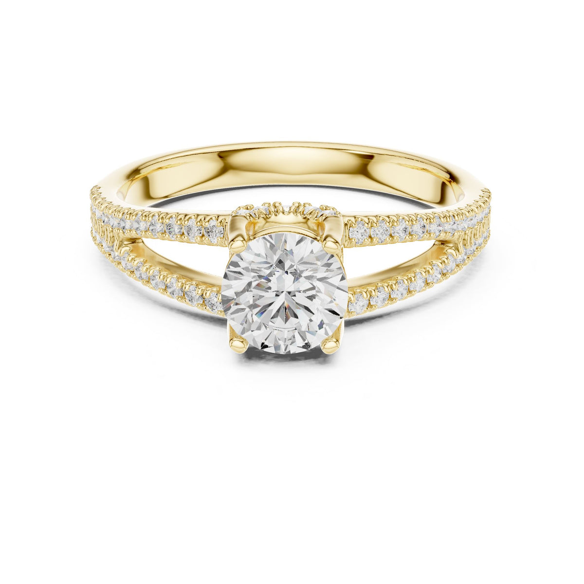 Round Accented Lab Grown Diamond Engagement Ring