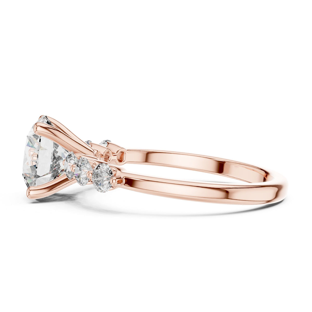 Round Accented Lab Grown Diamond Engagement Ring