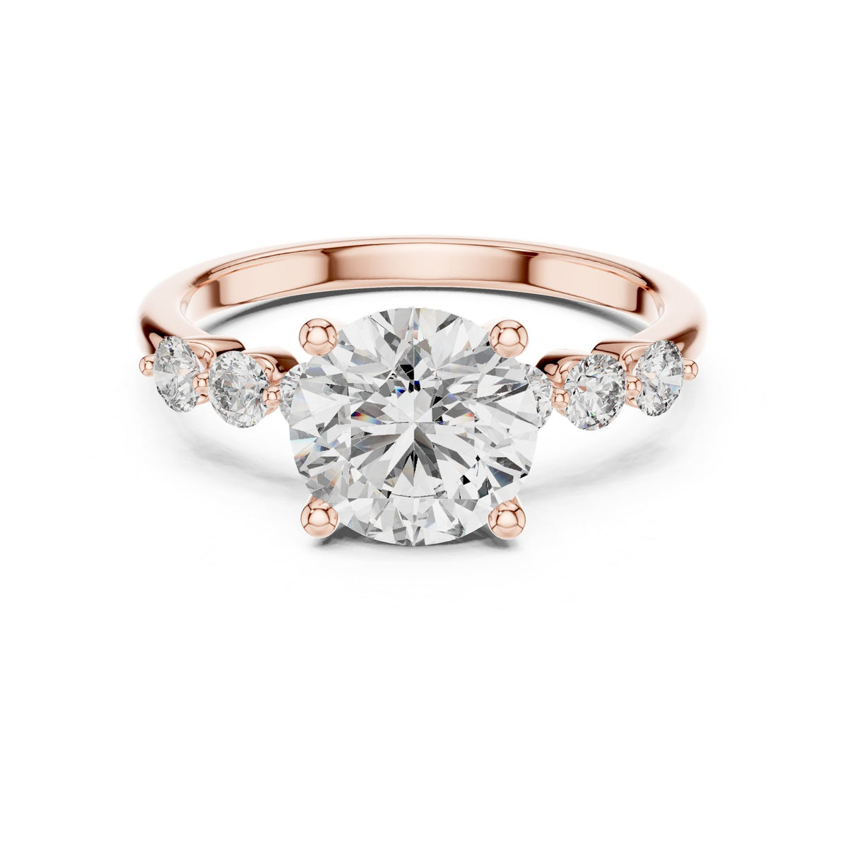 Round Accented Lab Grown Diamond Engagement Ring