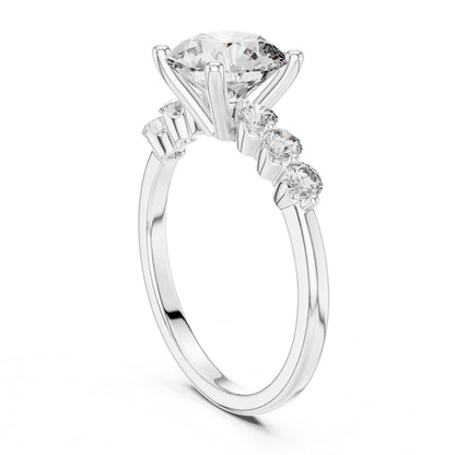 Round Accented Lab Grown Diamond Engagement Ring