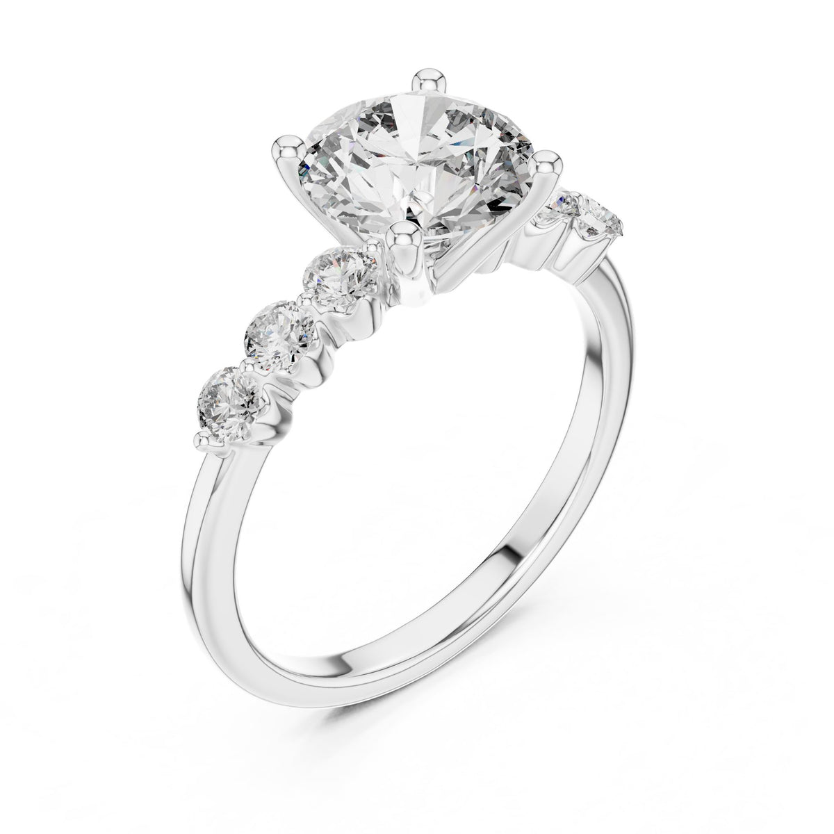 Round Accented Lab Grown Diamond Engagement Ring