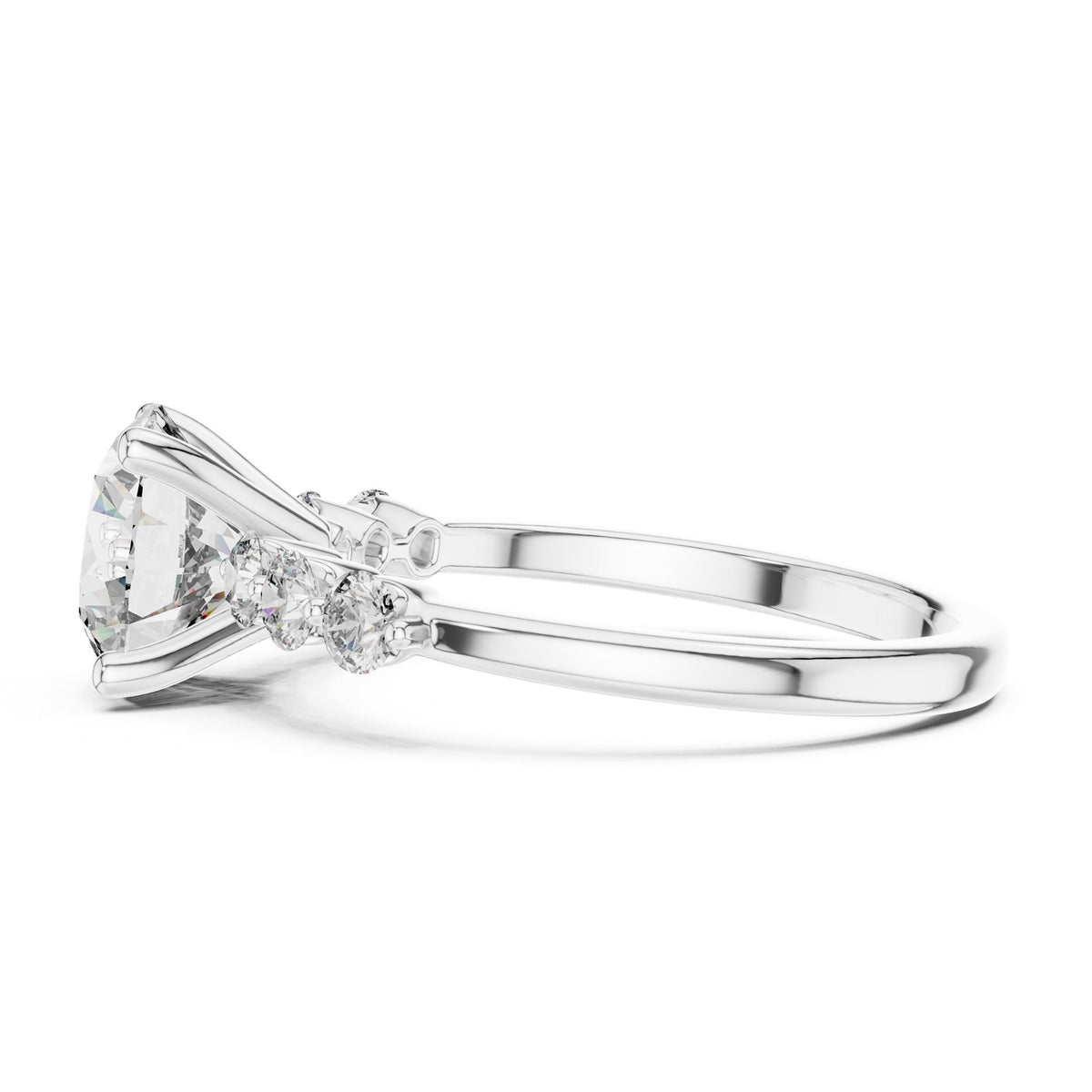 Round Accented Lab Grown Diamond Engagement Ring