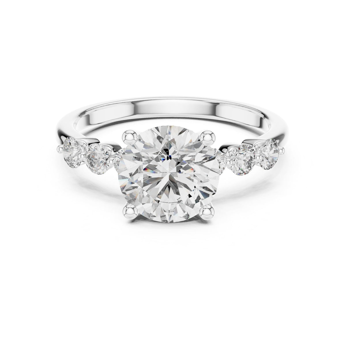 Round Accented Lab Grown Diamond Engagement Ring