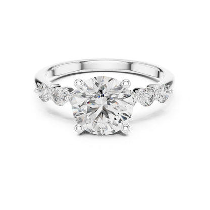 Round Accented Lab Grown Diamond Engagement Ring