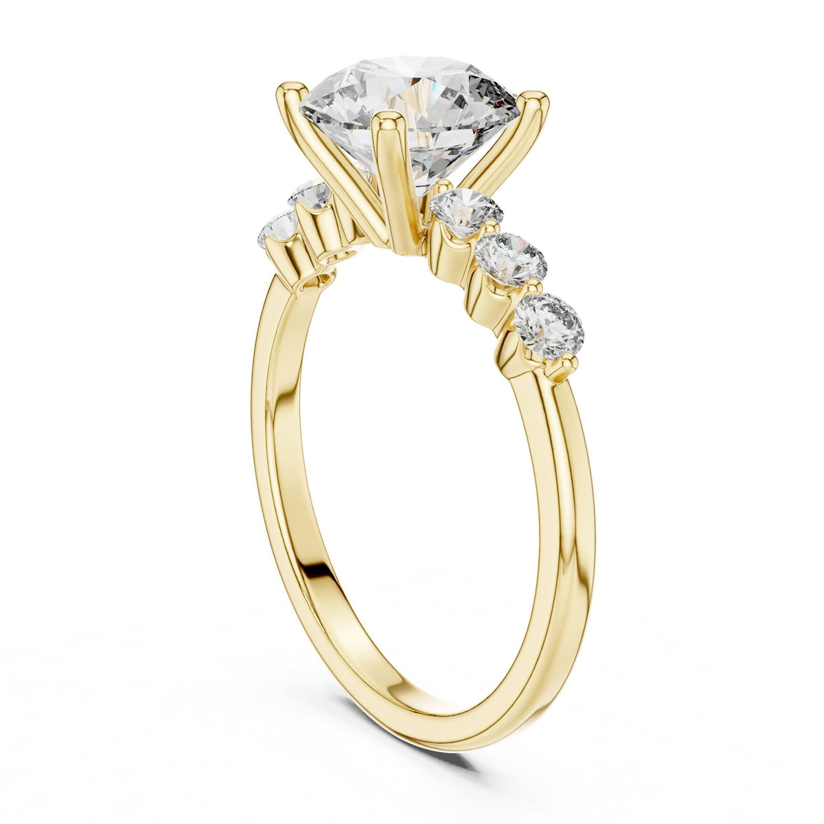 Round Accented Lab Grown Diamond Engagement Ring