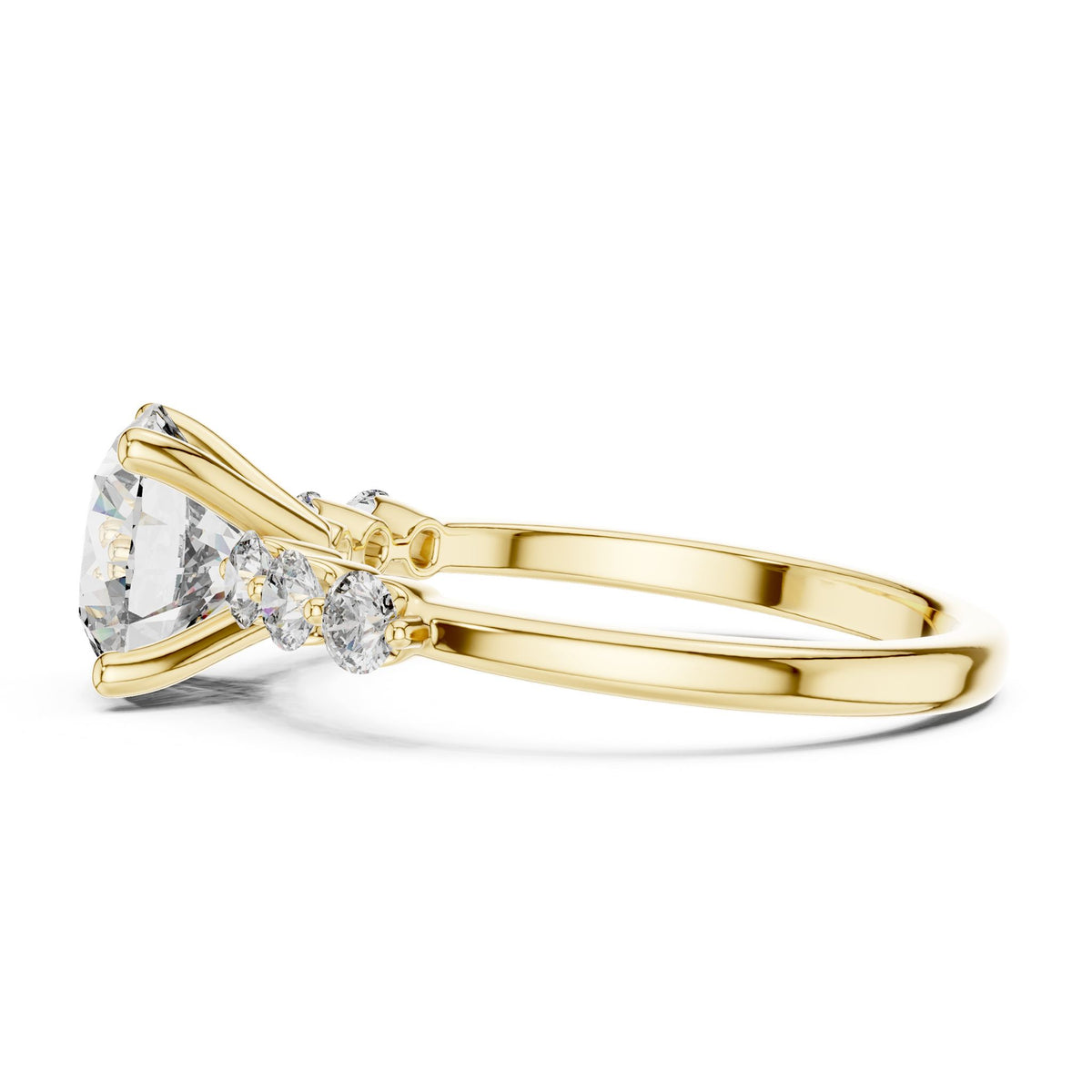 Round Accented Lab Grown Diamond Engagement Ring