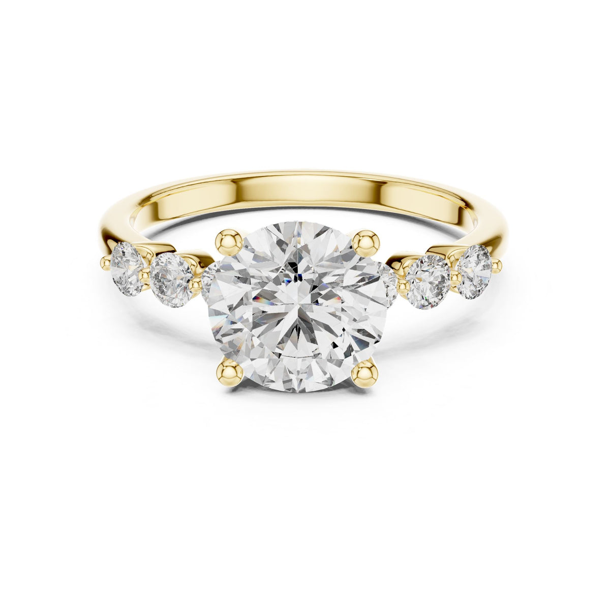 Round Accented Lab Grown Diamond Engagement Ring