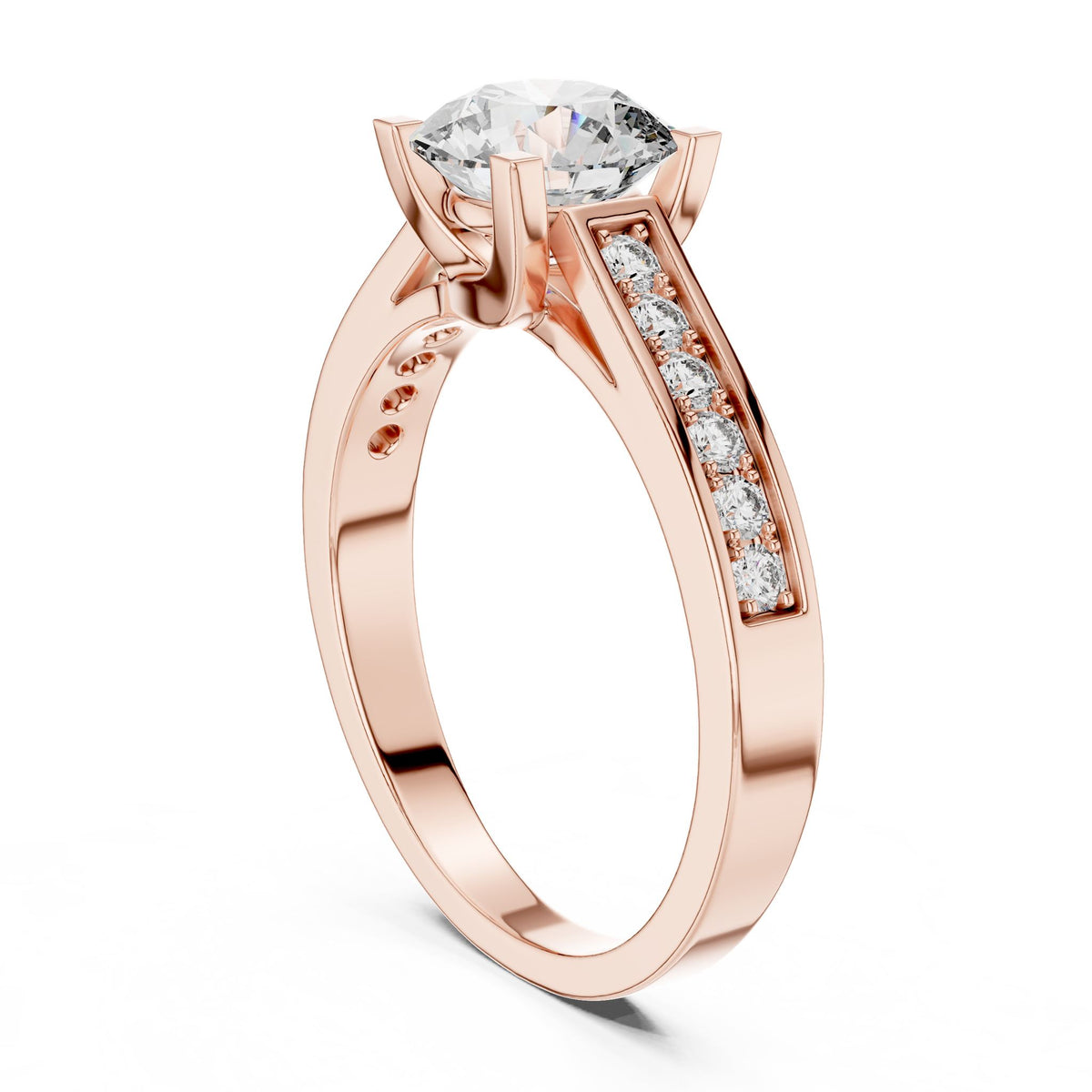Round Accented Lab Grown Diamond Engagement Ring