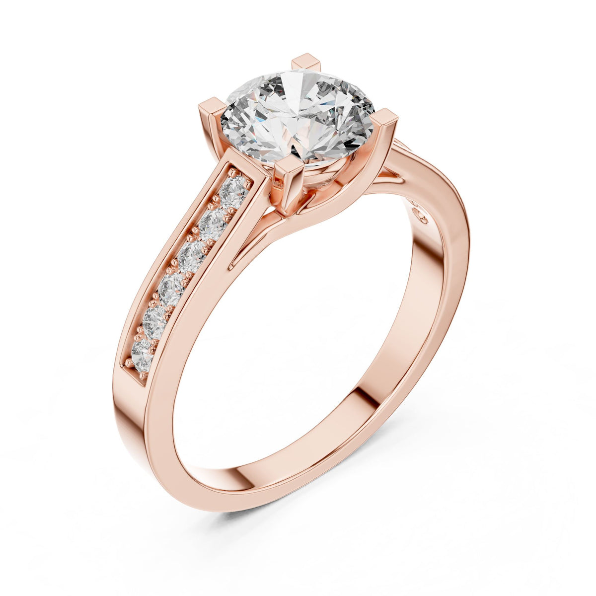 Round Accented Lab Grown Diamond Engagement Ring