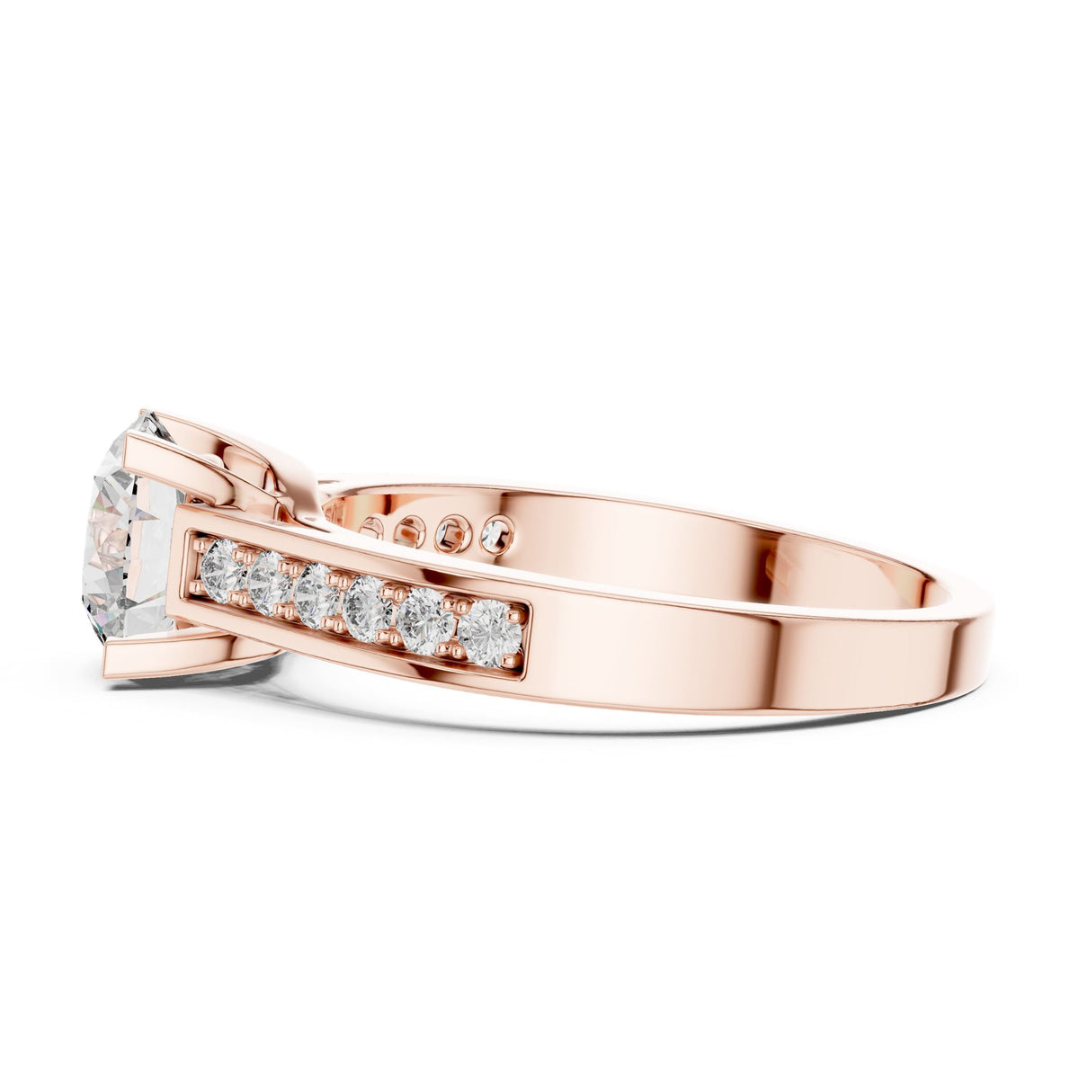 Round Accented Lab Grown Diamond Engagement Ring