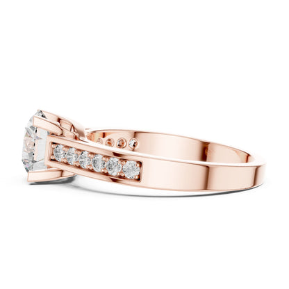 Round Accented Lab Grown Diamond Engagement Ring