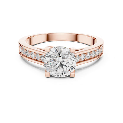 Round Accented Lab Grown Diamond Engagement Ring