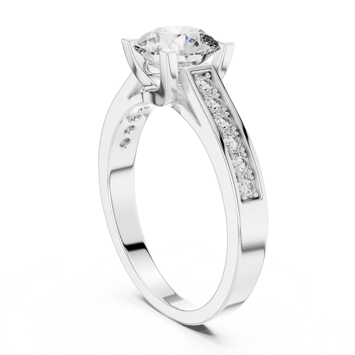 Round Accented Lab Grown Diamond Engagement Ring