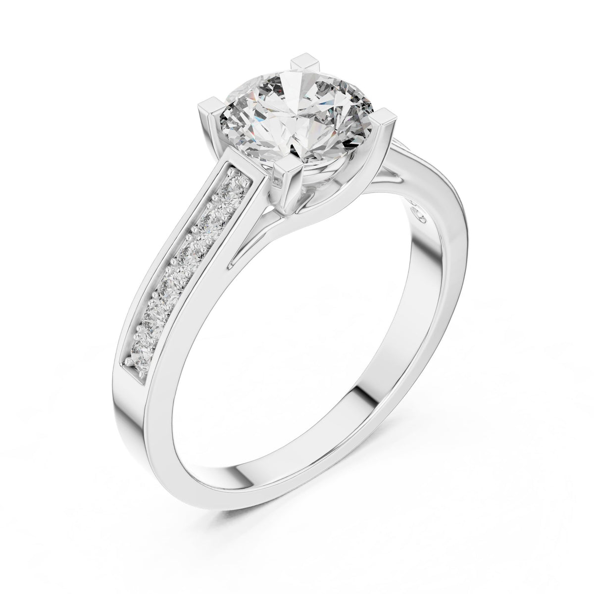 Round Accented Lab Grown Diamond Engagement Ring