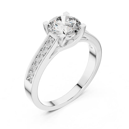 Round Accented Lab Grown Diamond Engagement Ring