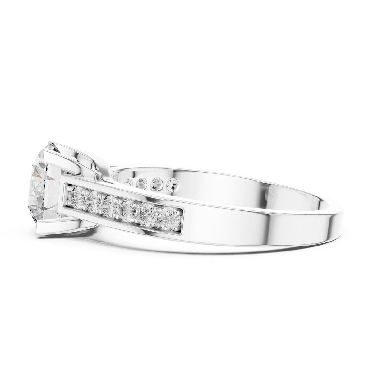 Round Accented Lab Grown Diamond Engagement Ring