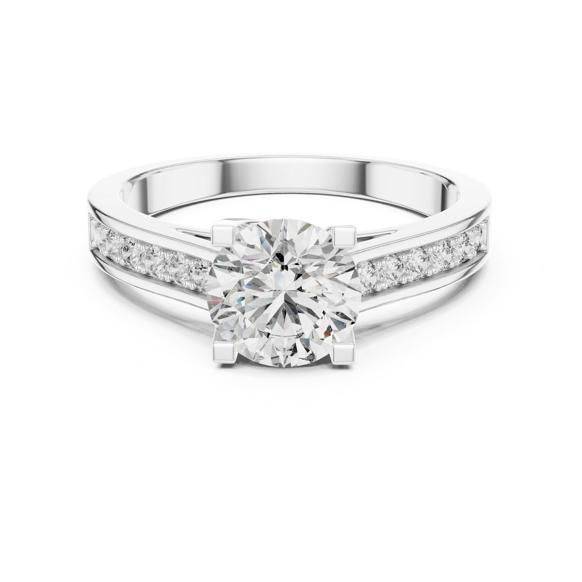 Round Accented Lab Grown Diamond Engagement Ring