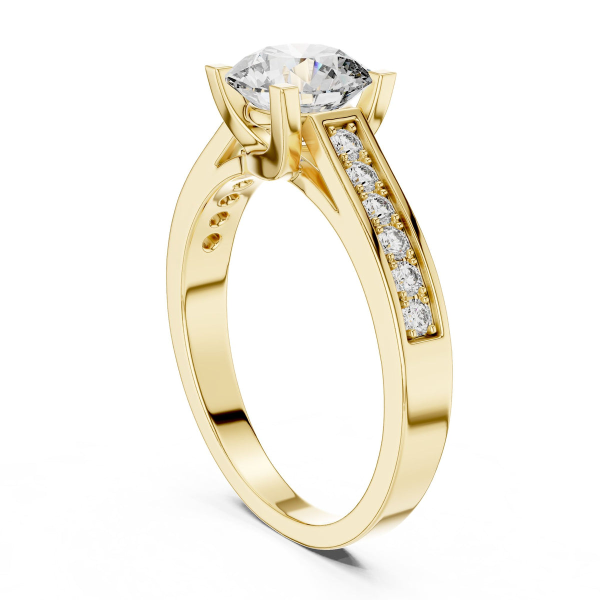 Round Accented Lab Grown Diamond Engagement Ring