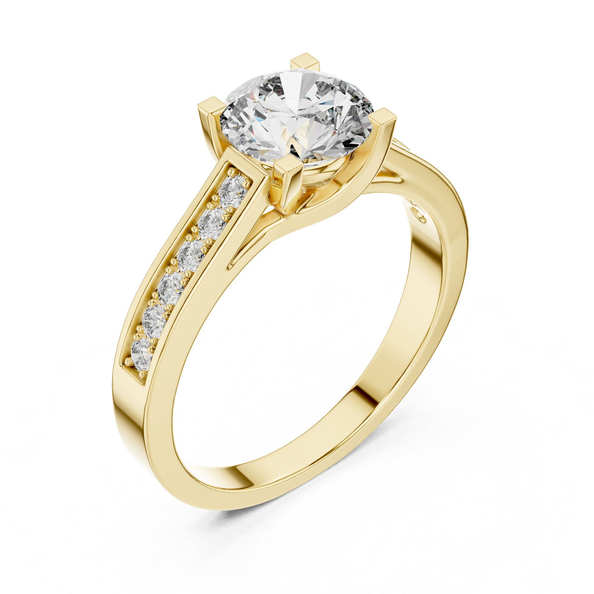 Round Accented Lab Grown Diamond Engagement Ring