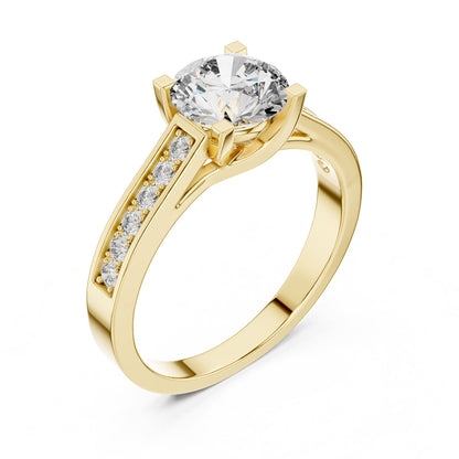 Round Accented Lab Grown Diamond Engagement Ring