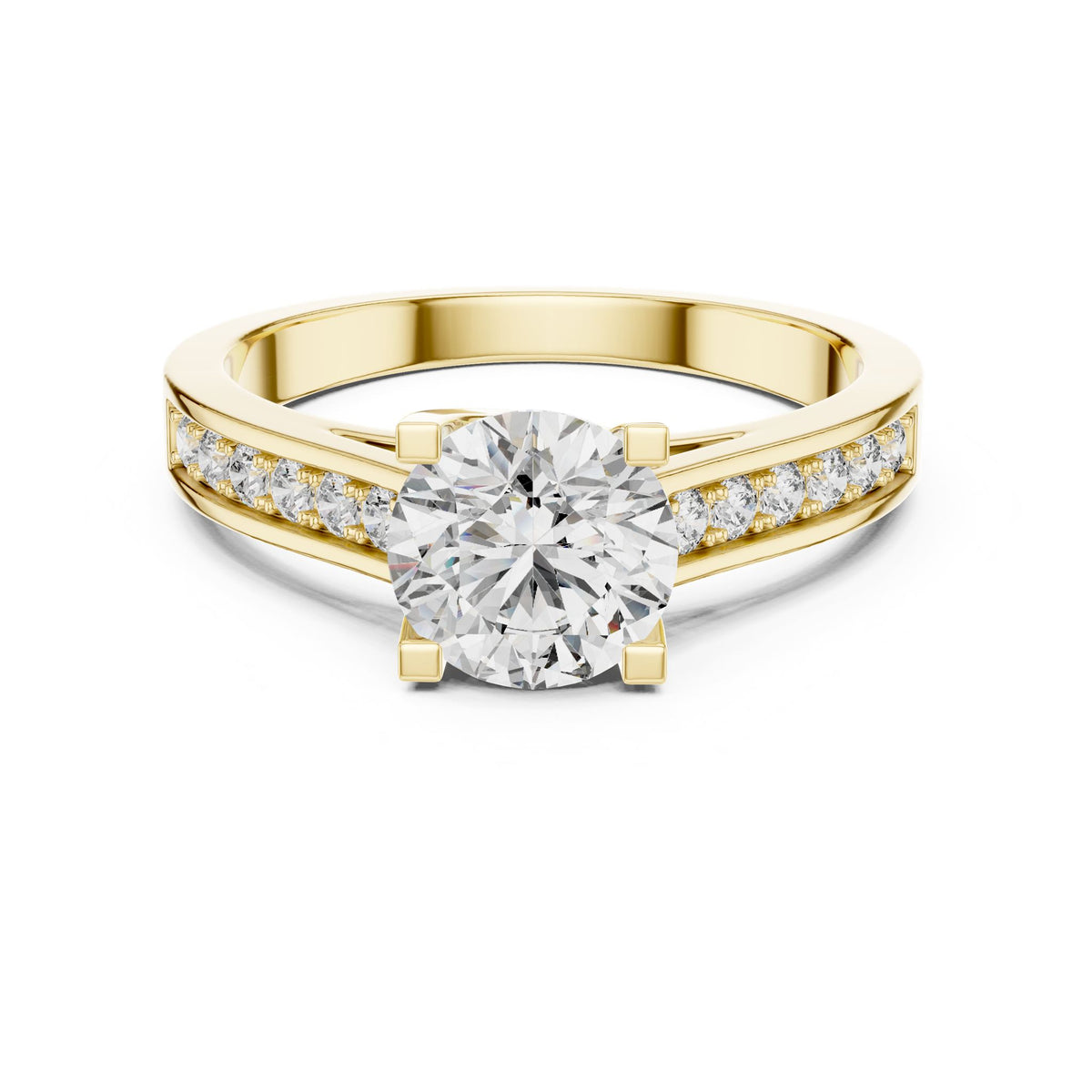 Round Accented Lab Grown Diamond Engagement Ring