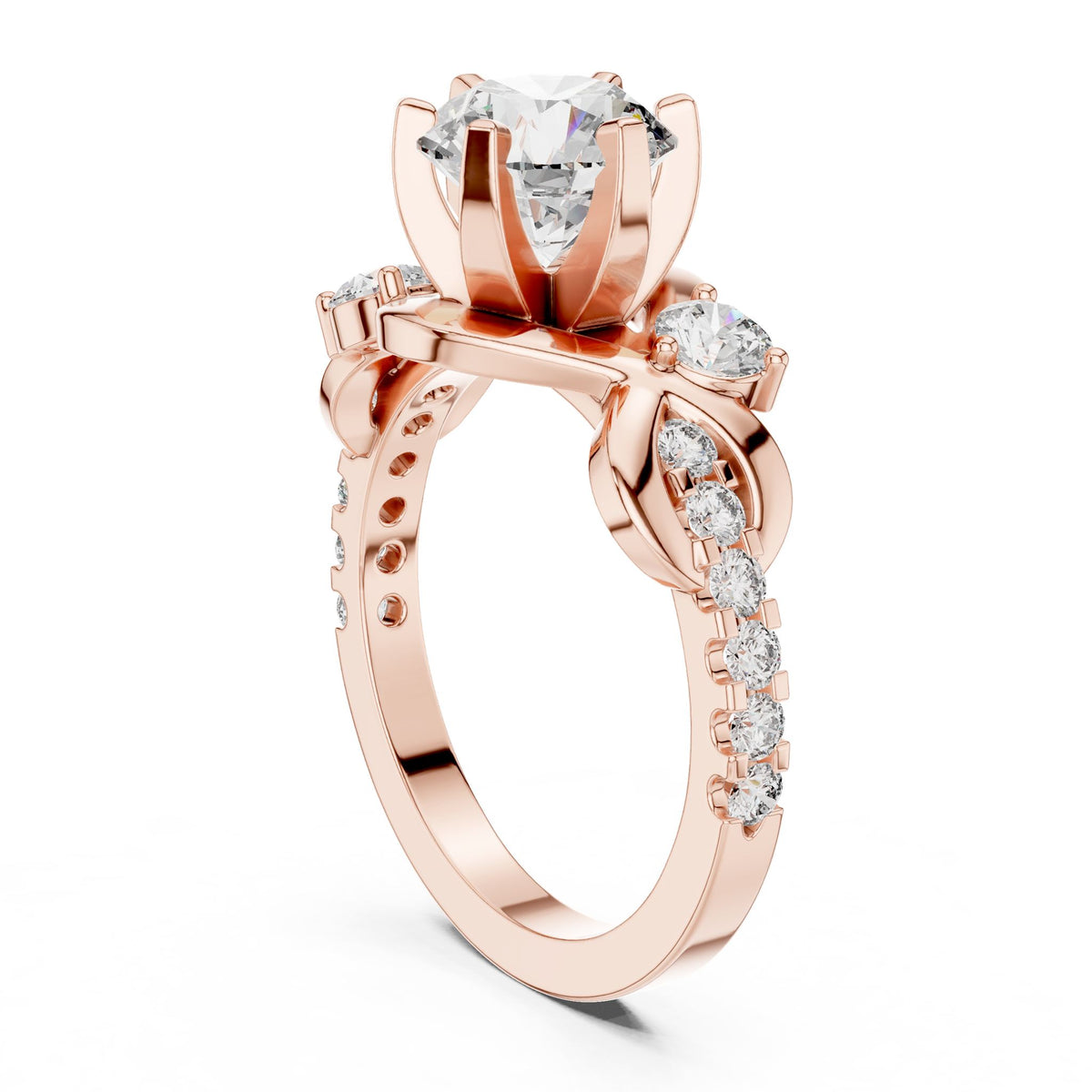 Round Accented Lab Grown Diamond Engagement Ring