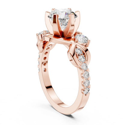 Round Accented Lab Grown Diamond Engagement Ring