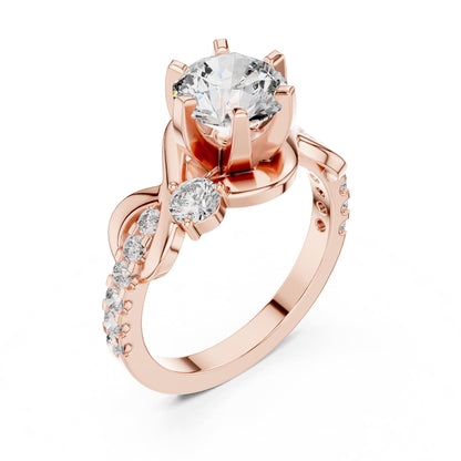 Round Accented Lab Grown Diamond Engagement Ring