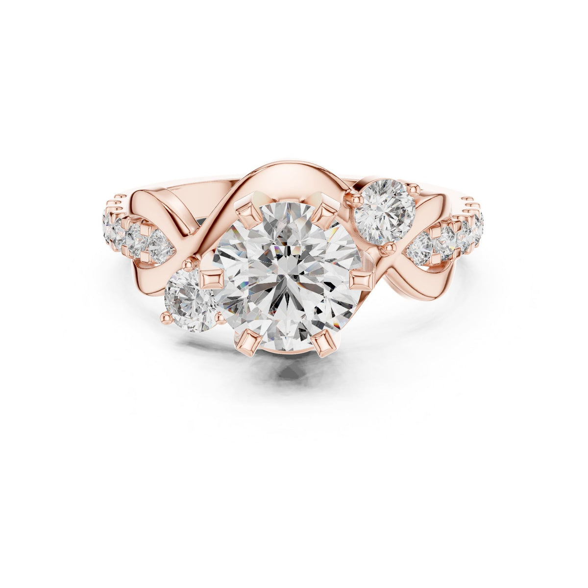 Round Accented Lab Grown Diamond Engagement Ring