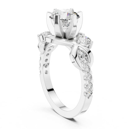Round Accented Lab Grown Diamond Engagement Ring