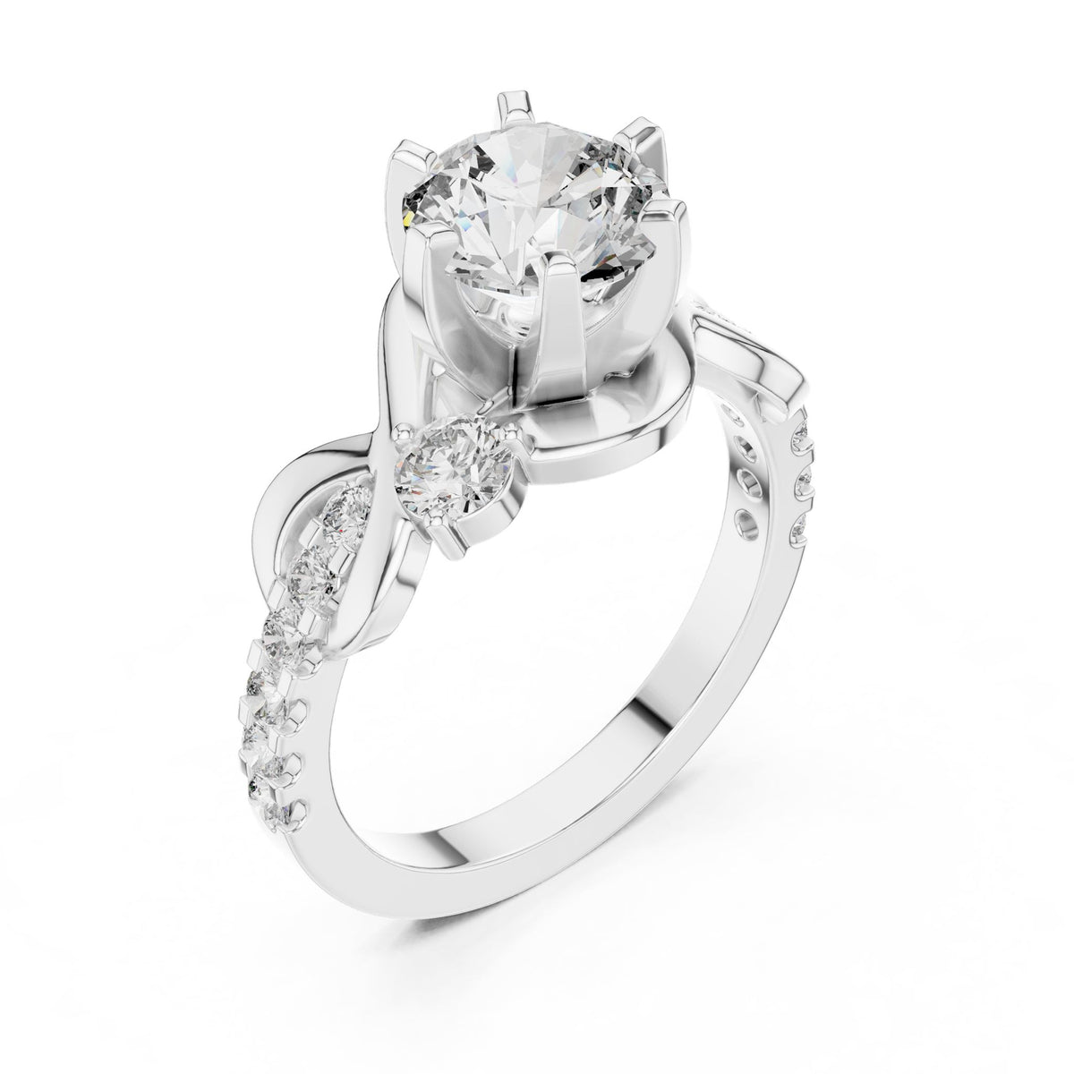 Round Accented Lab Grown Diamond Engagement Ring