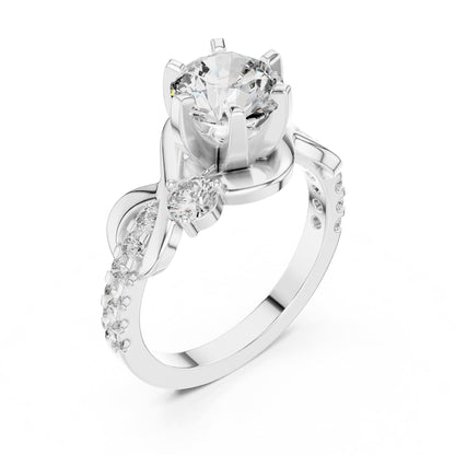 Round Accented Lab Grown Diamond Engagement Ring
