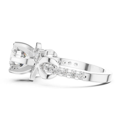 Round Accented Lab Grown Diamond Engagement Ring