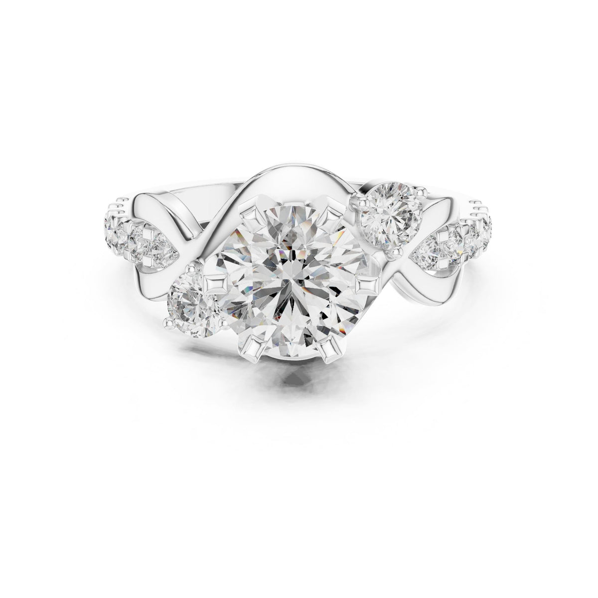 Round Accented Lab Grown Diamond Engagement Ring