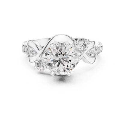 Round Accented Lab Grown Diamond Engagement Ring