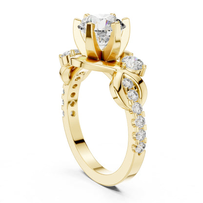 Round Accented Lab Grown Diamond Engagement Ring