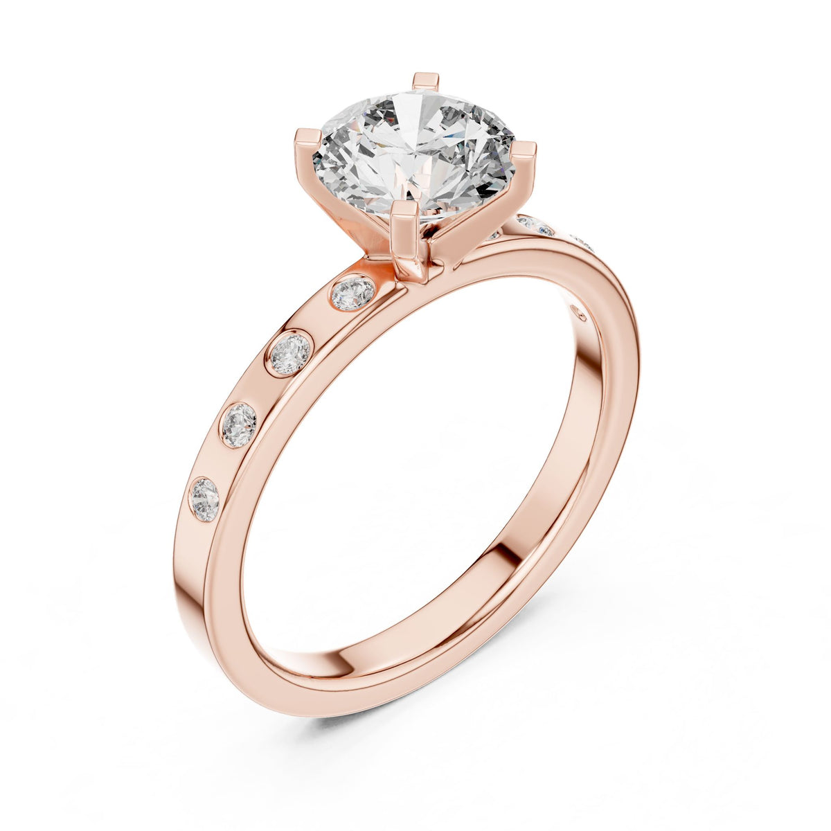 Round Accented Lab Grown Diamond Engagement Ring