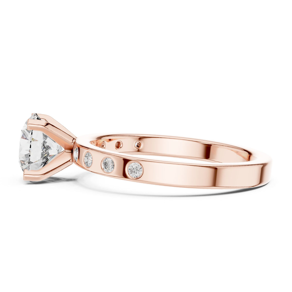 Round Accented Lab Grown Diamond Engagement Ring