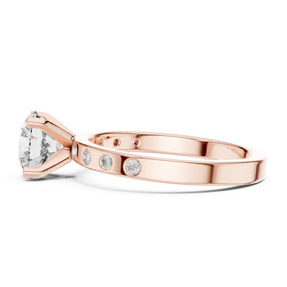 Round Accented Lab Grown Diamond Engagement Ring