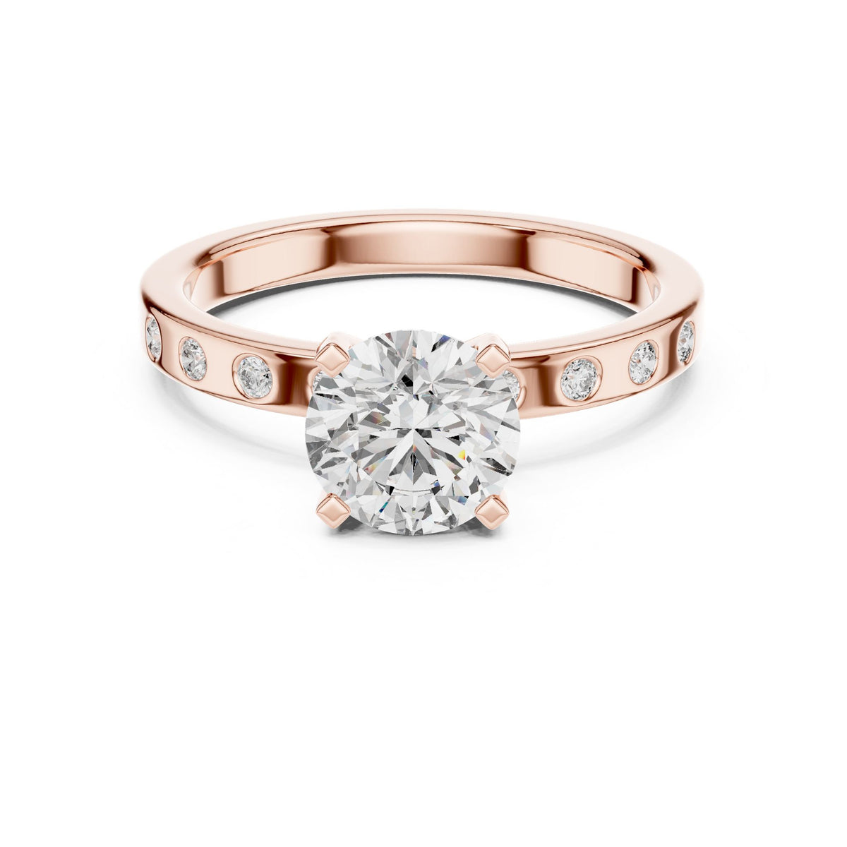 Round Accented Lab Grown Diamond Engagement Ring