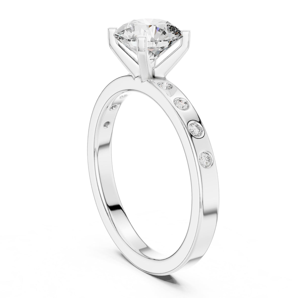 Round Accented Lab Grown Diamond Engagement Ring