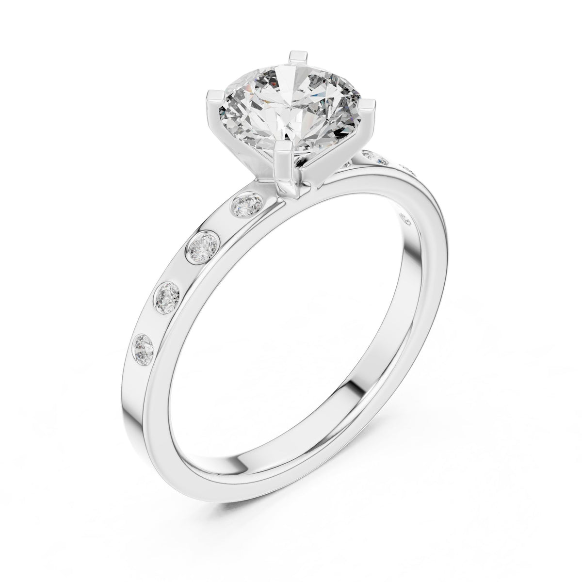 Round Accented Lab Grown Diamond Engagement Ring