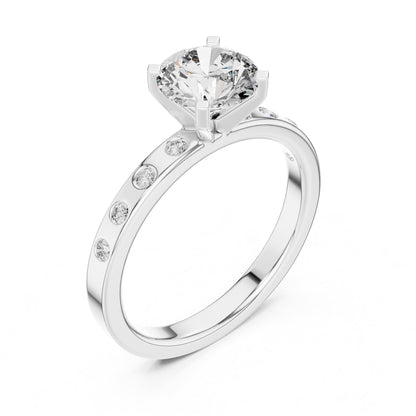 Round Accented Lab Grown Diamond Engagement Ring