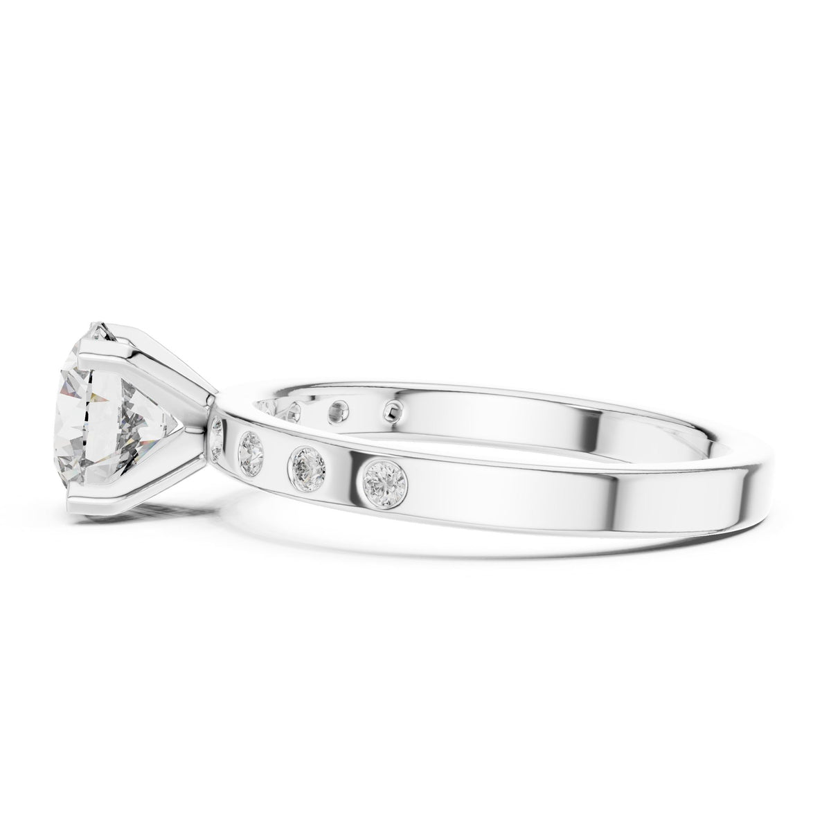 Round Accented Lab Grown Diamond Engagement Ring