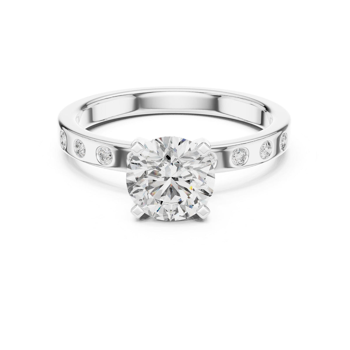 Round Accented Lab Grown Diamond Engagement Ring