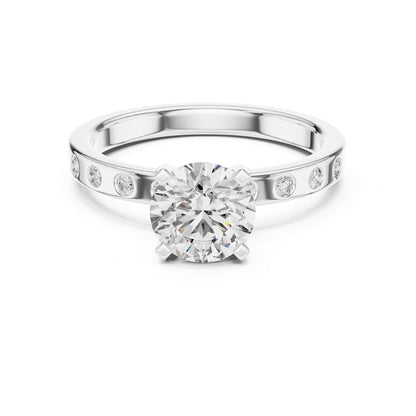 Round Accented Lab Grown Diamond Engagement Ring